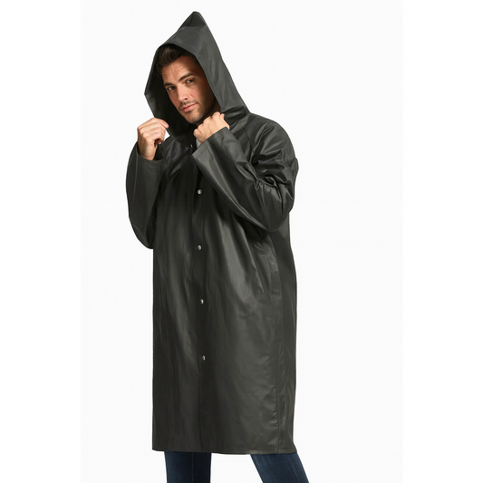 Portable Black EVA Raincoat One Size Waterproof Outdoor Jacket