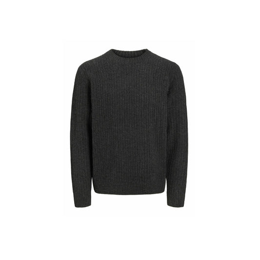 Jack & Jones PREMIUM Men's Dark Grey Melange Knit Crew Neck Jumper