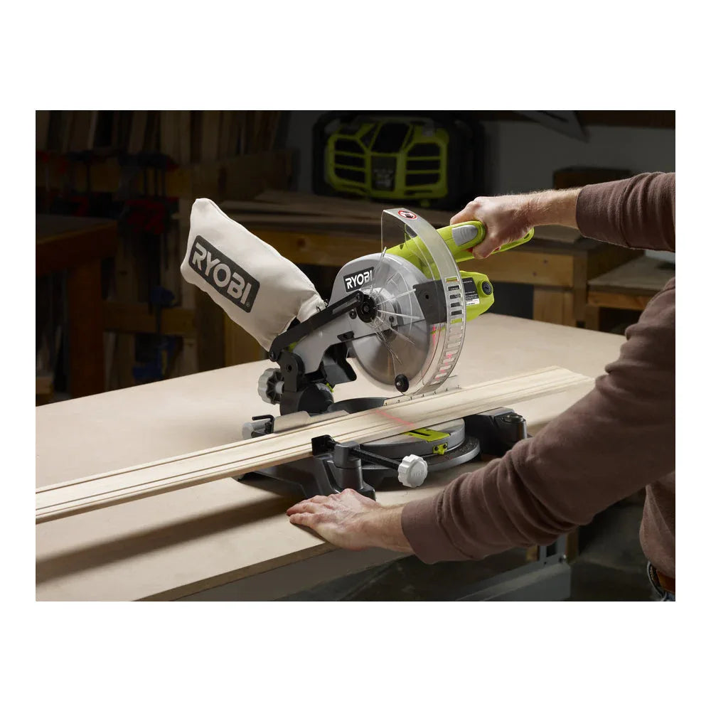 RYOBI 9-Amp 7-1/4 Inch Corded Miter Saw with Laser Guidey and battery charger included - Gomix Brands Outlet