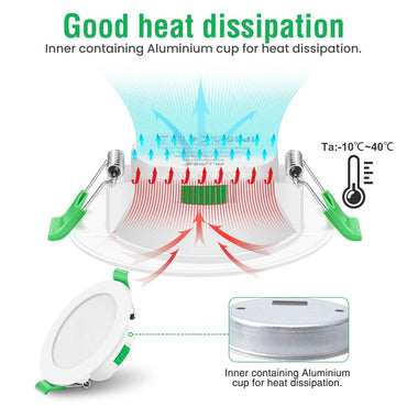 Ultra Slim Dimmable 7W LED Downlight with 3-Color Temperature, 6-Pack