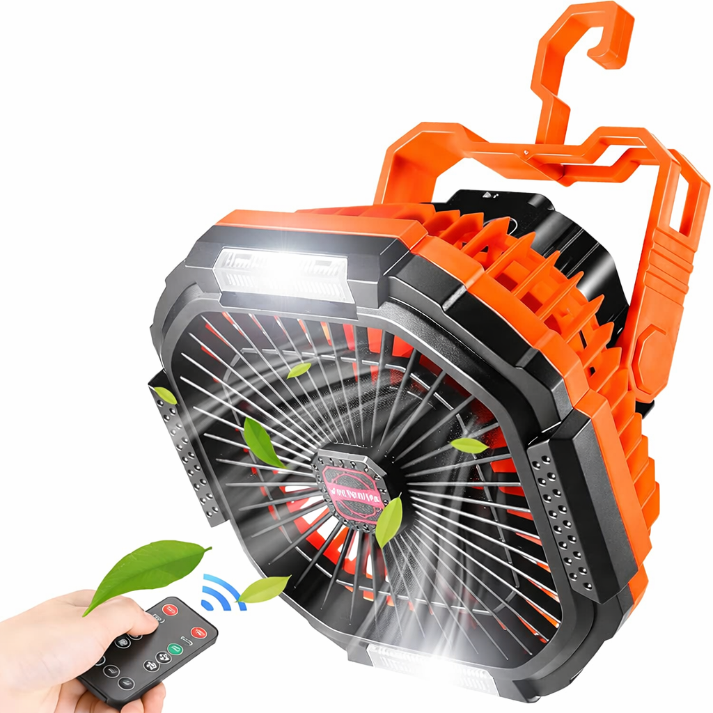 Odoland Portable Camping Fan with LED Light and 7800mAh Battery