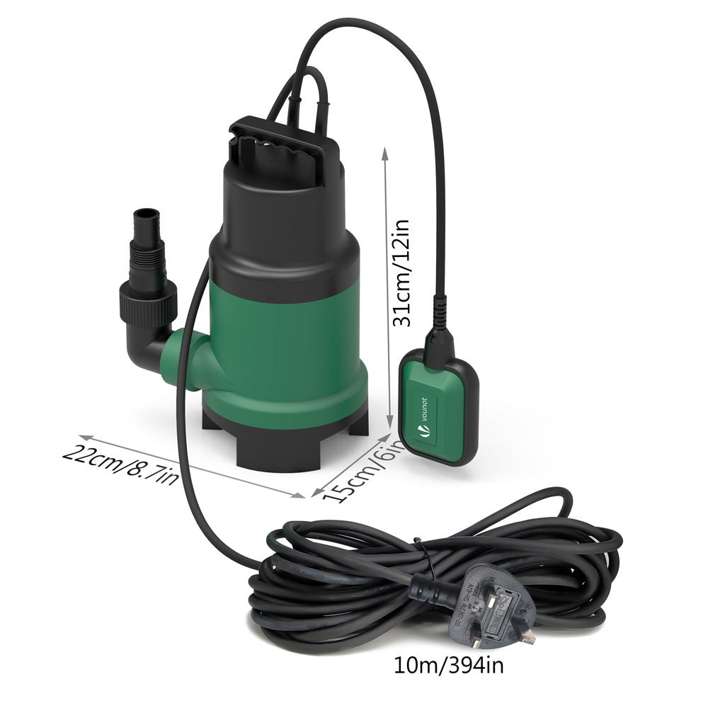 VOUNOT 750W Submersible Dirty Water Pump 14,000L/h 7m Depth