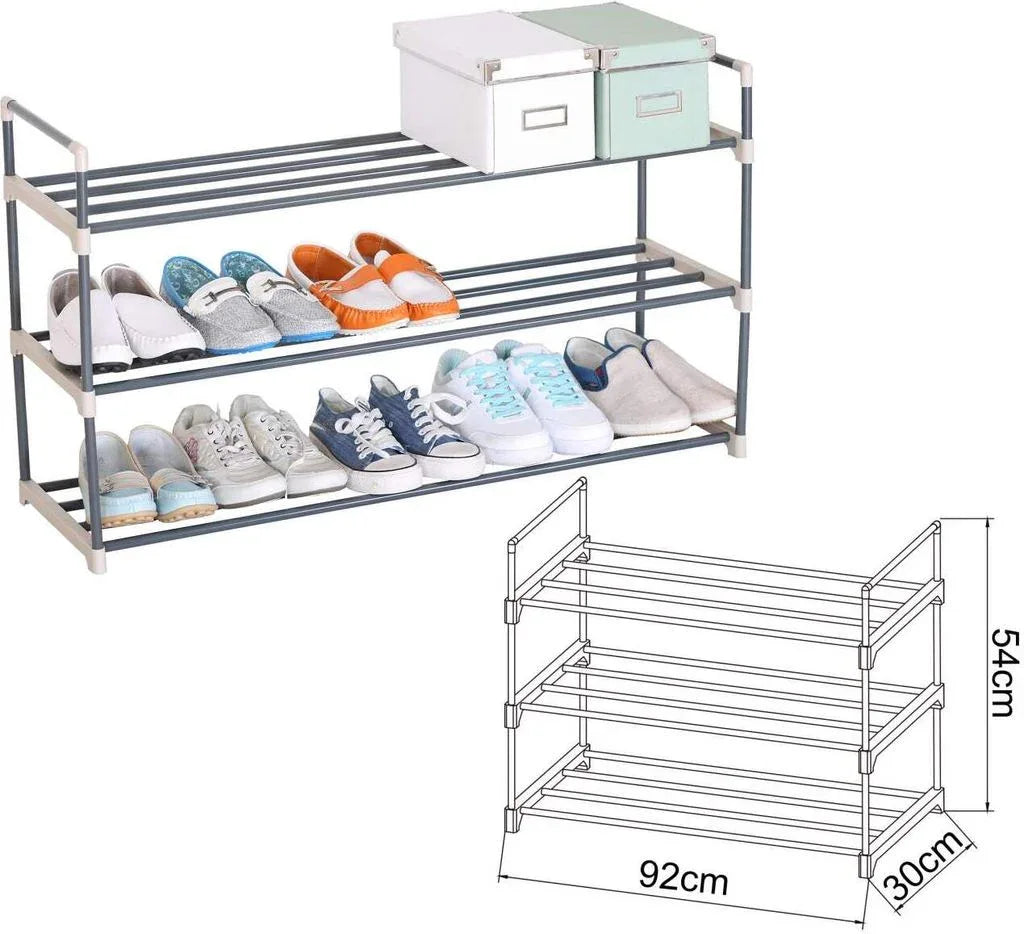 WOLTU Beige 3‑Tier Shoe Rack – Sturdy Steel‑Plastic Organizer for Up to 15 Pairs - Gomix Brands Outlet