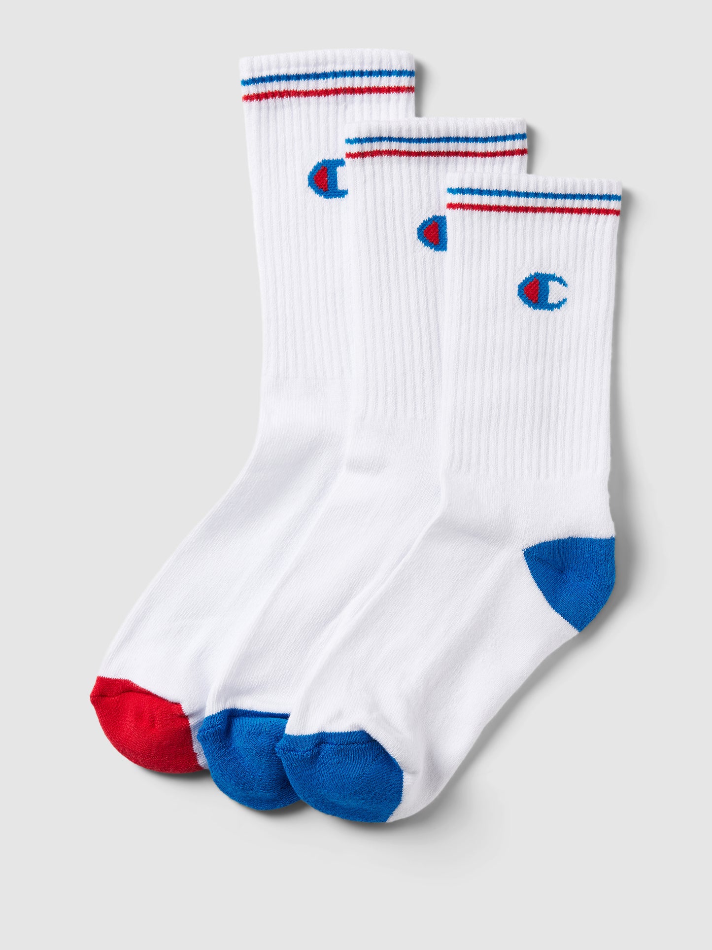 Champion Men's White Crew Socks 3-Pack - Label-Stitching Cotton Blend for Comfort