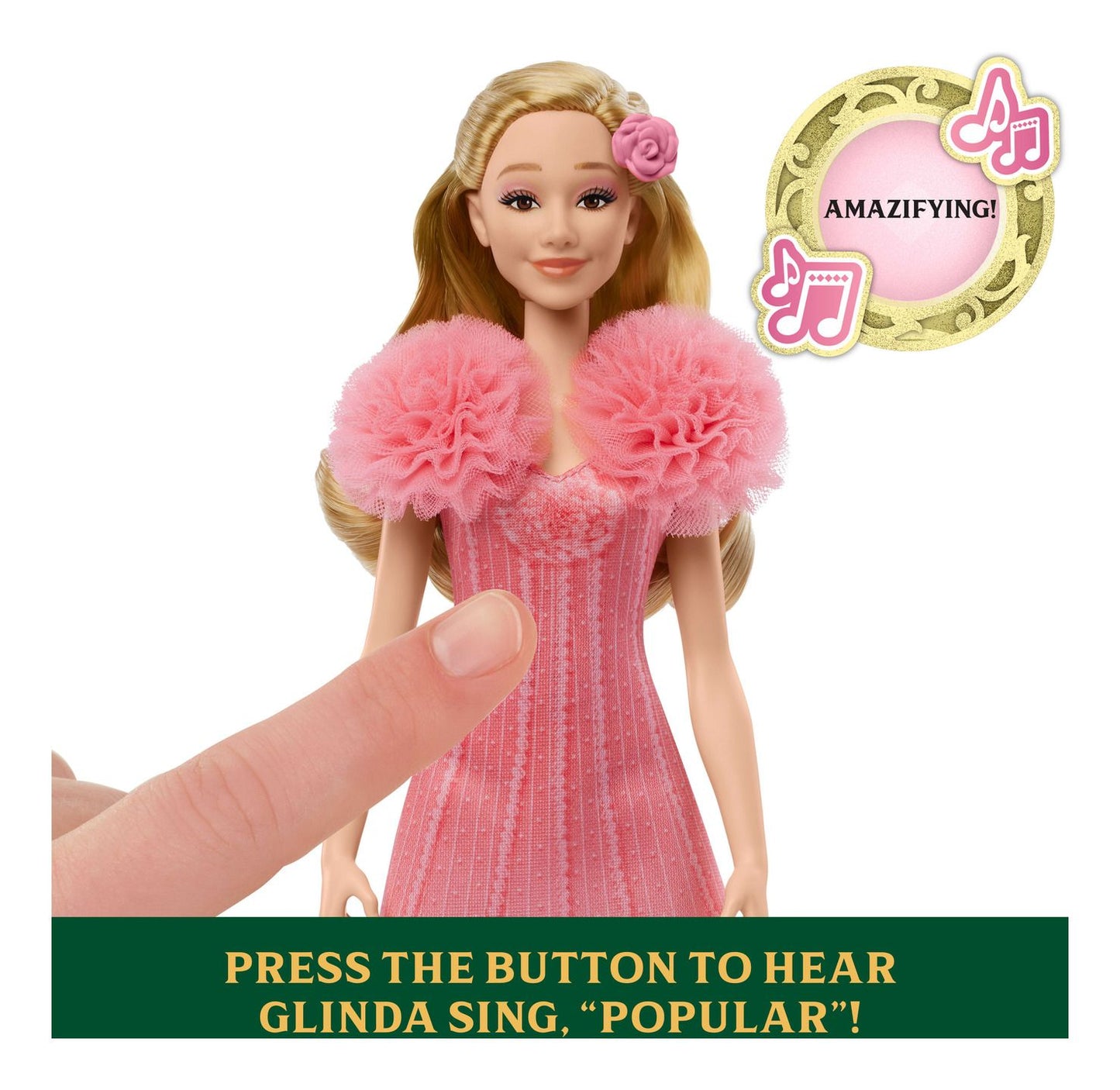 Wicked Singing Glinda Fashion Doll: Sings 'Popular', Pink Dress, Blonde Hair