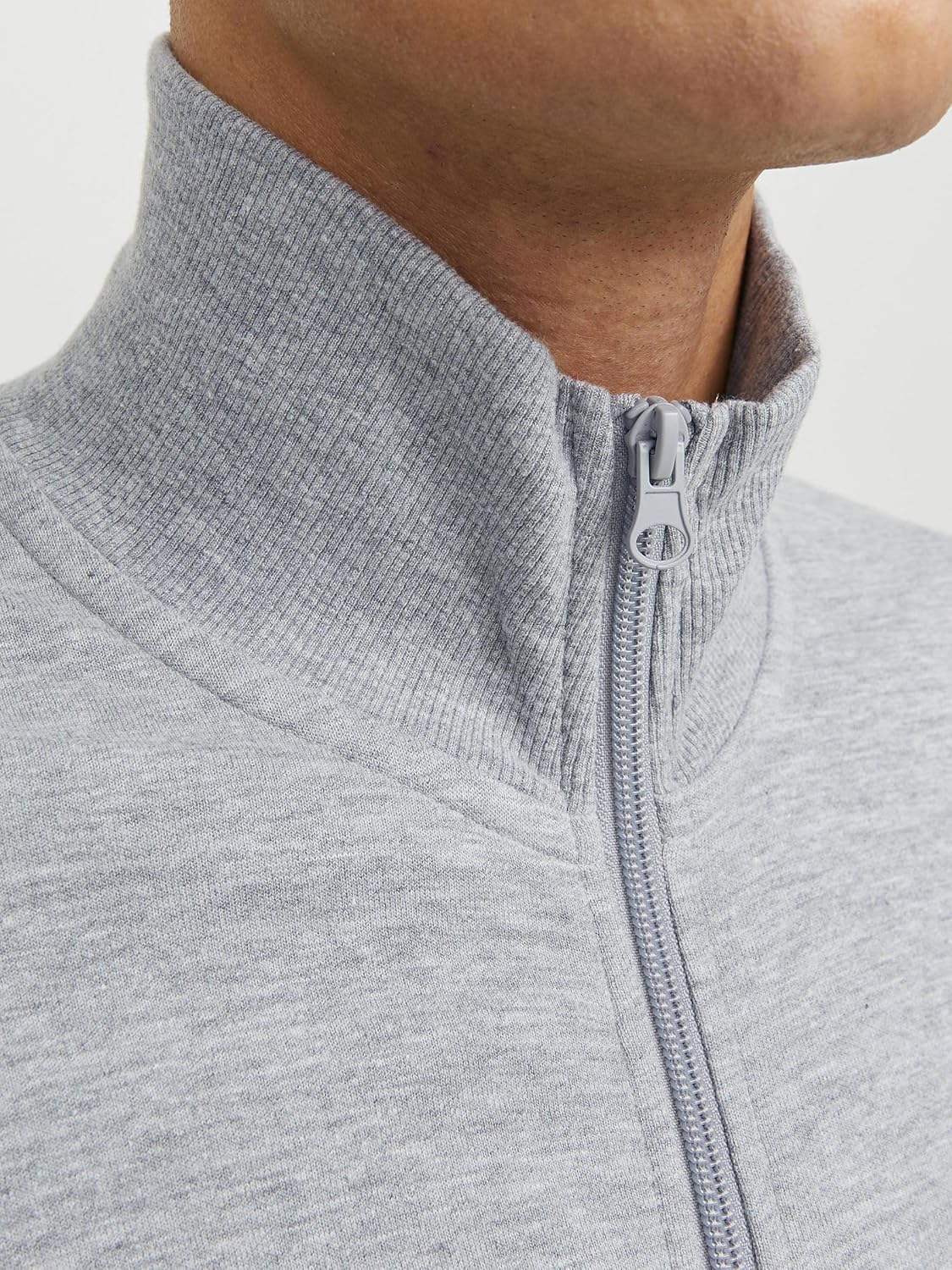 JACK & JONES Men's Zip-Front Sweatshirt with Logo Soft Grey