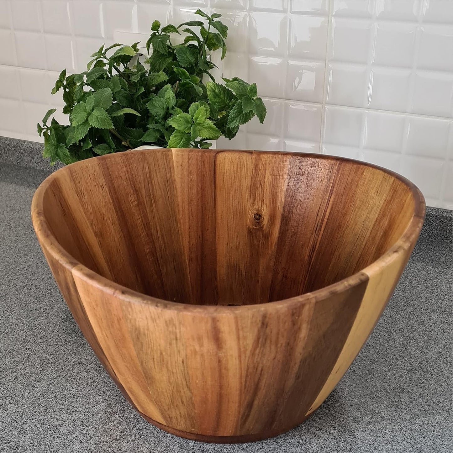 ALEXE® High Quality Acacia Wood Salad Bowl, Large Natural Serving Bowl 30 x 17.5 cm
