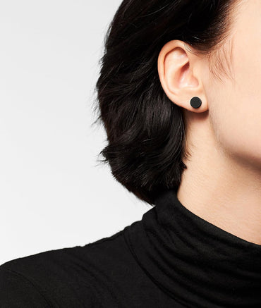 Sleek Black IP Stainless Steel Ear Studs: Modern, Durable, and Hypoallergenic Jewelry