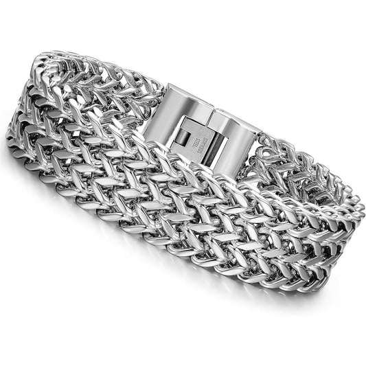 LOYALLOOK 19MM Stainless Steel Cuban Curb Link Men's Bracelet