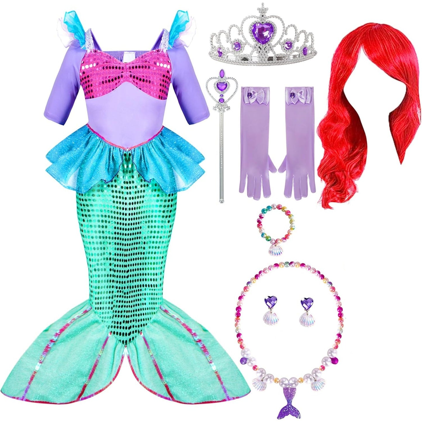 Spooktacular Creations Mermaid Costume for Girls with Wig and Headband