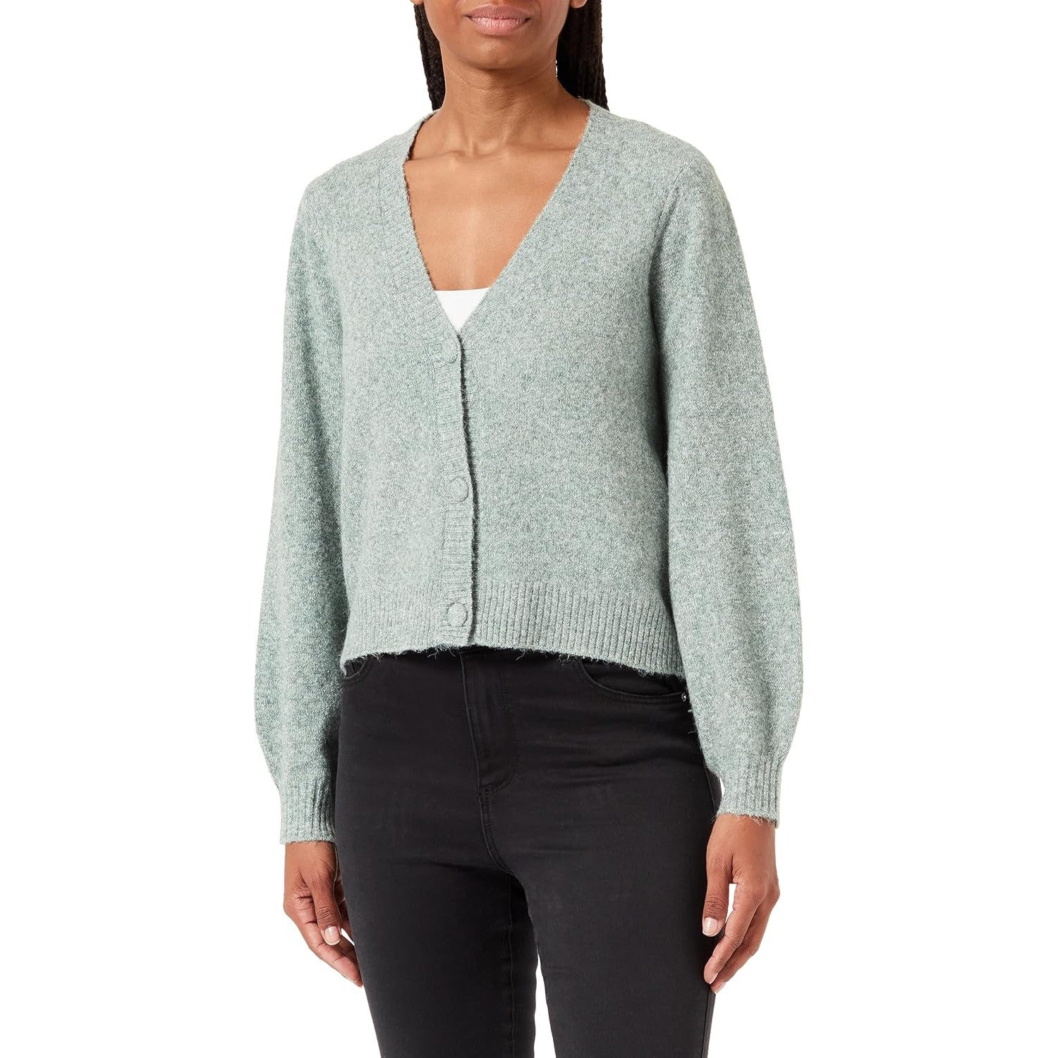 VERO MODA Women's Button-Front Wool-Blend Cardigan – Soft Cozy Fit