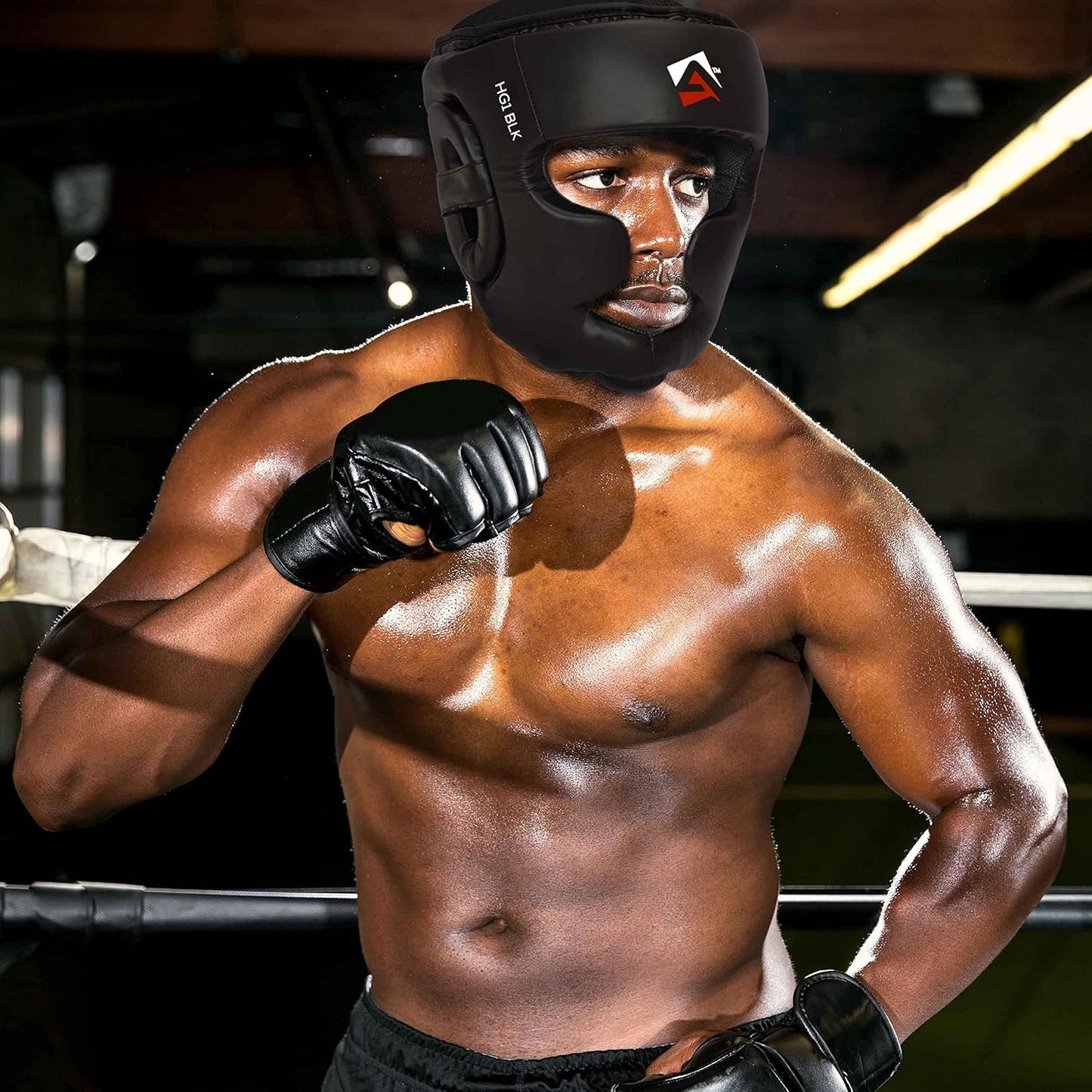 AQF Premium Full Face Boxing Headguard: MMA Training Headgear Muay Thai Sparring Protection