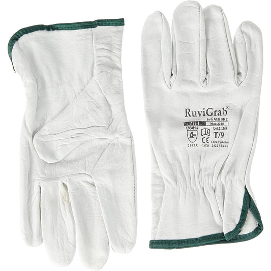 Ruvigrab Natural Grain Leather Grey Men's Gloves Size 8