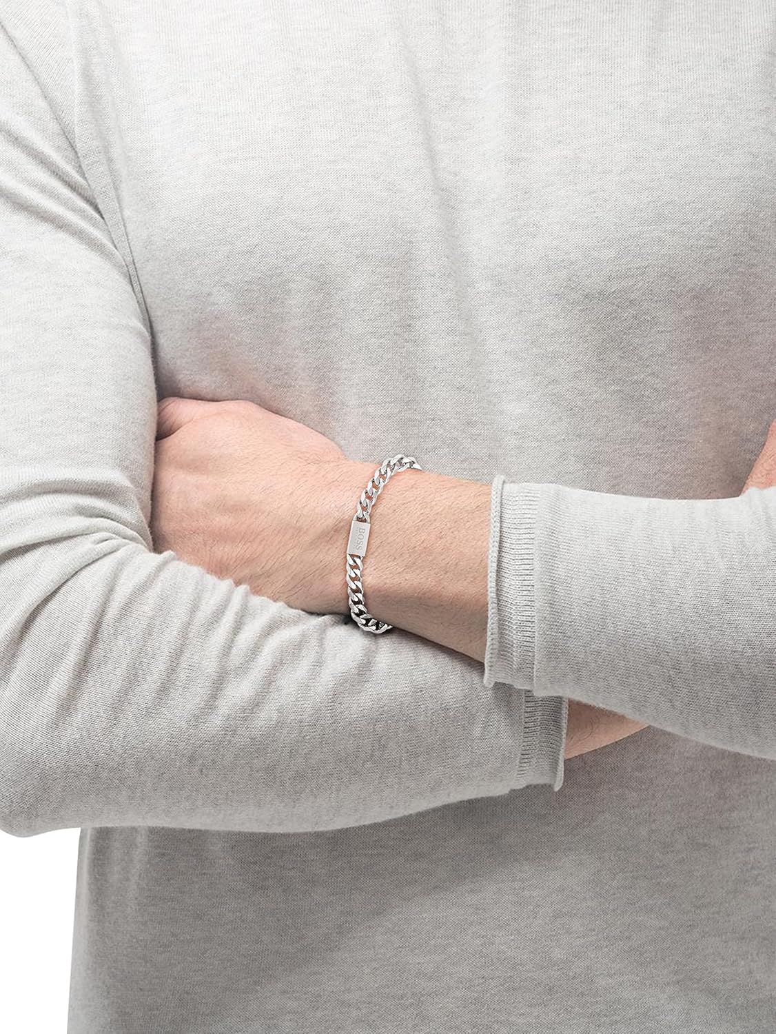 BOSS Men's Elegant Stainless Steel Chain Link Bracelet