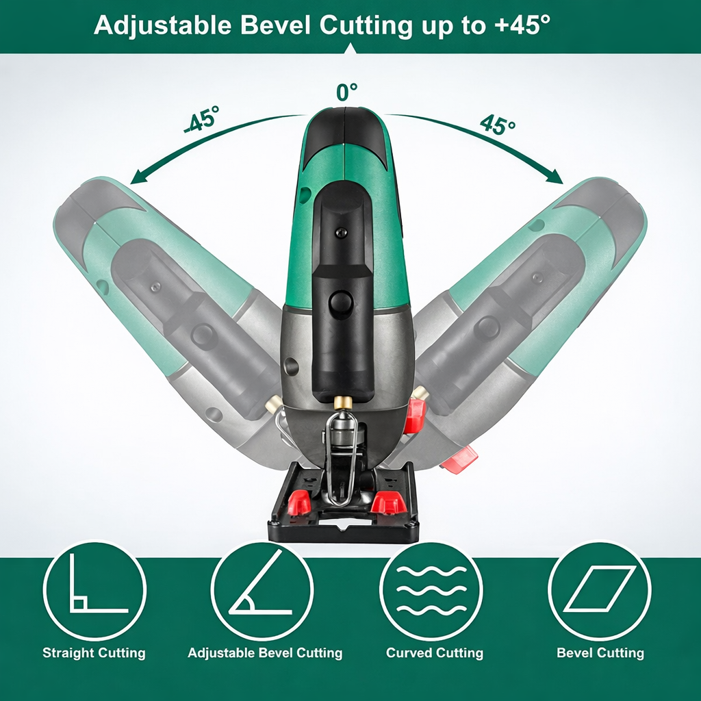 HYCHIKA 750W Variable Speed Jigsaw with Laser Guide and Blades