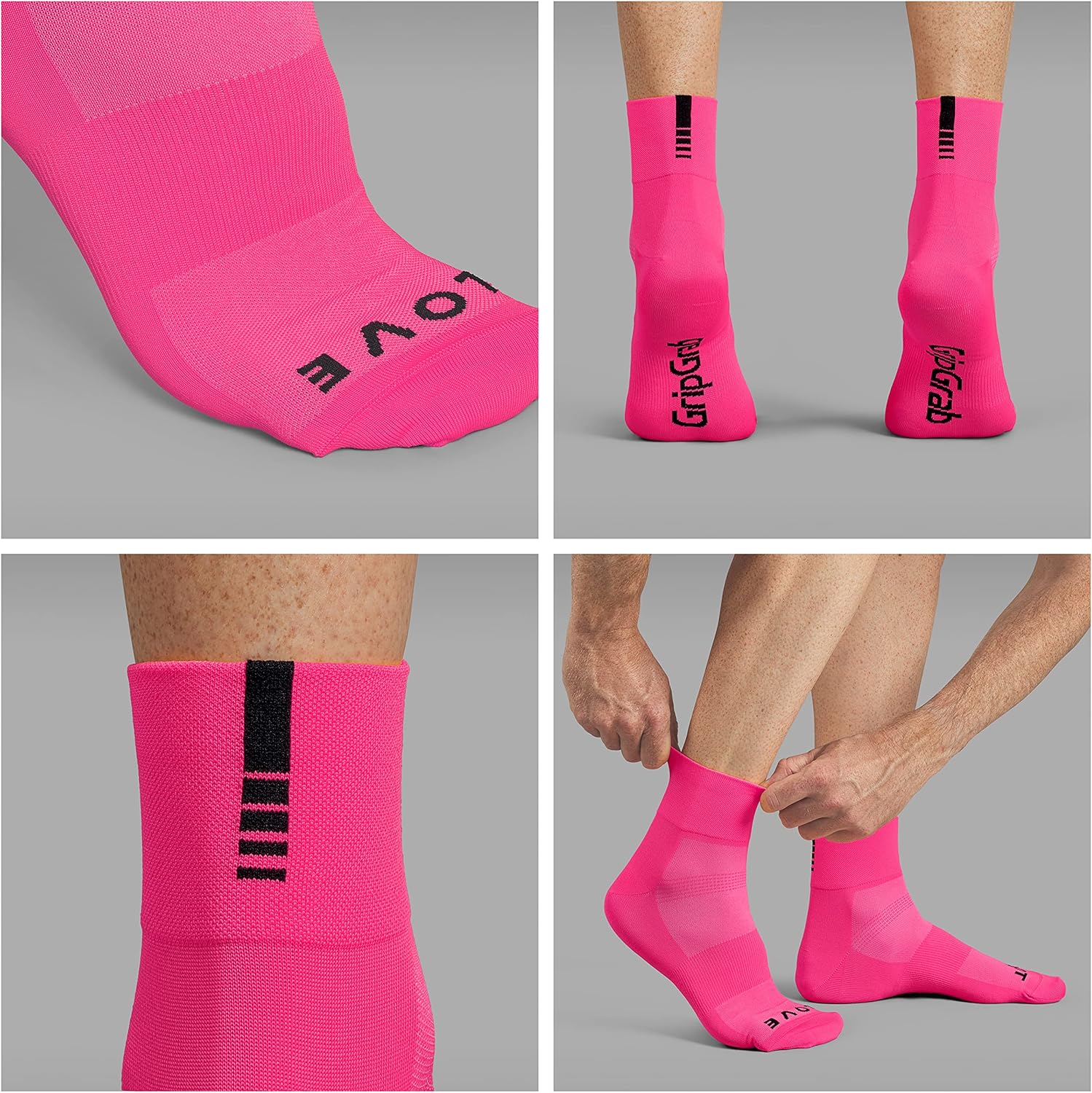 GripGrab Lightweight Summer Cycling Socks – Breathable Mesh, Pink Hi-Vis