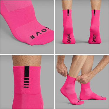 GripGrab Lightweight Summer Cycling Socks – Breathable Mesh, Pink Hi-Vis