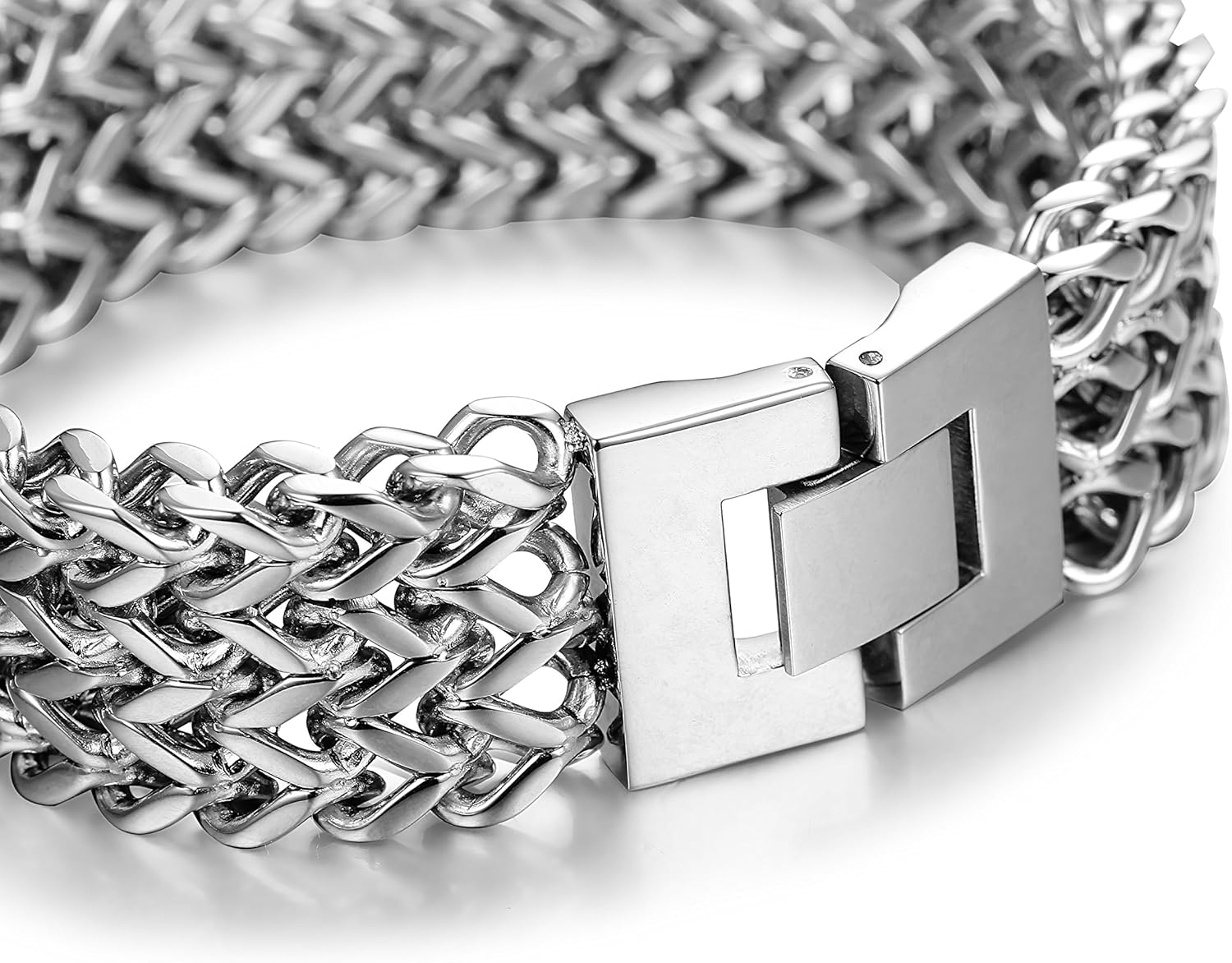 LOYALLOOK 19MM Stainless Steel Cuban Curb Link Men's Bracelet