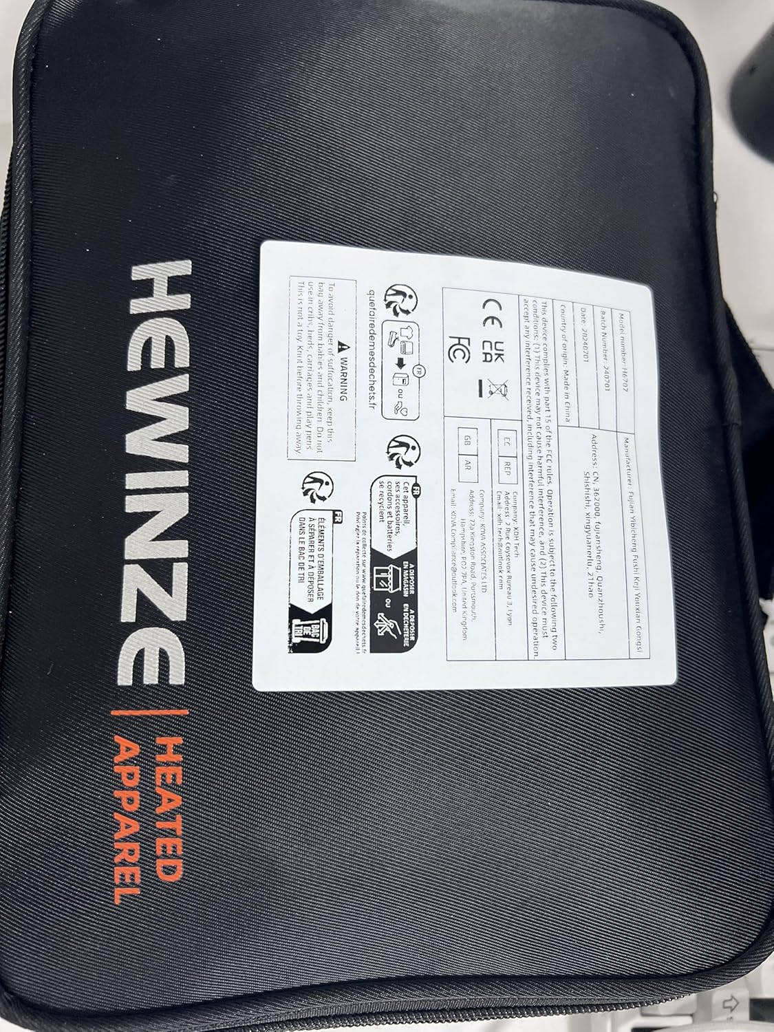 HEWINZE Heated Zip-Up Hoodie with 7.4V Battery Pack