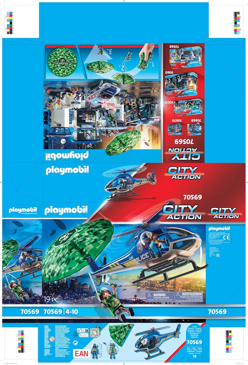 Playmobil City Action Police Helicopter with Parachute and Figures