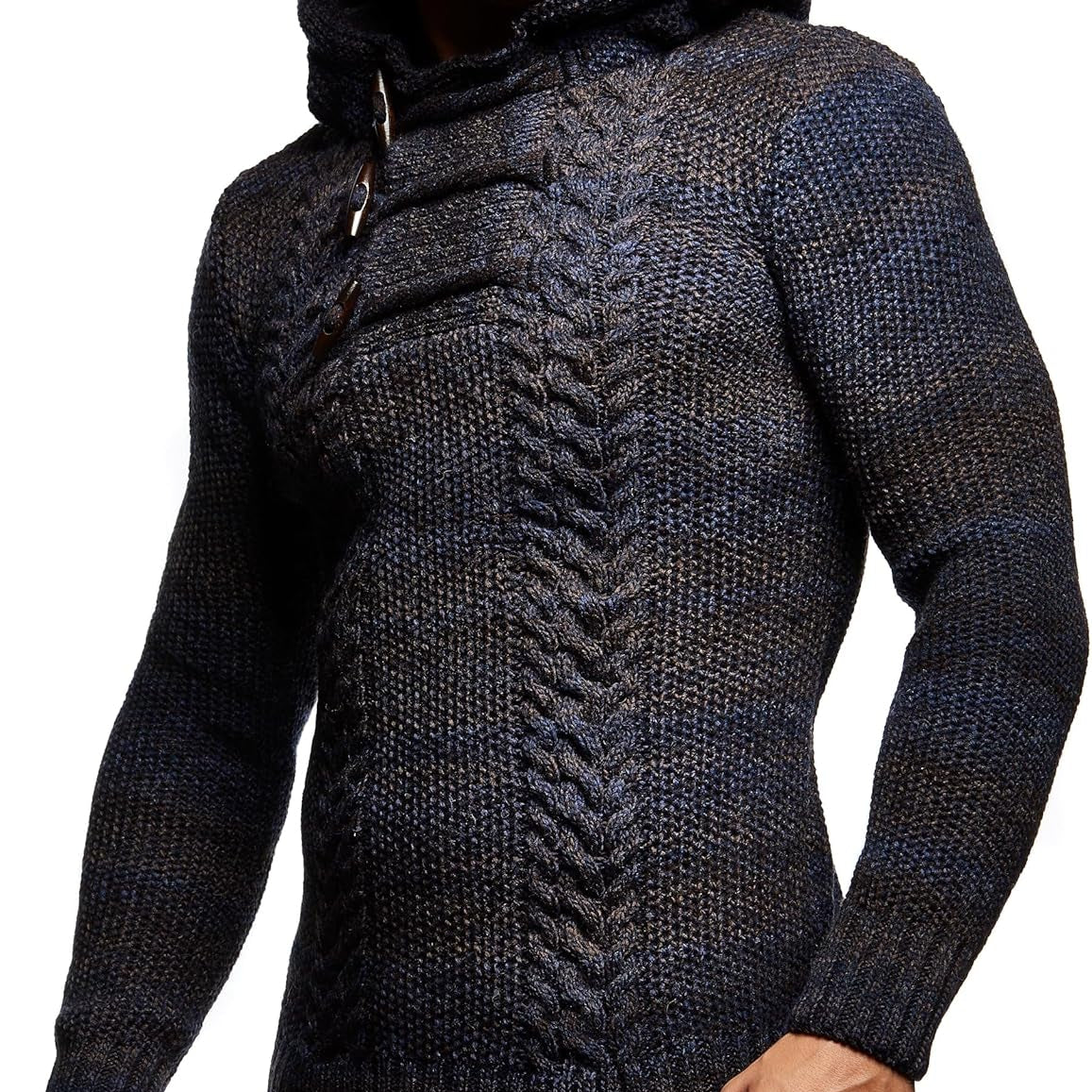 Leif Nelson Men's Knitted Pullover Hooded Sweater – Classic Style