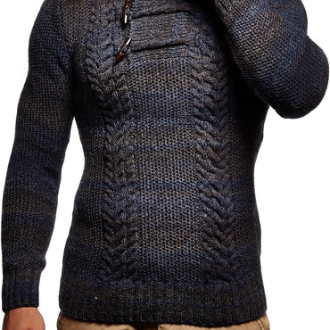Leif Nelson Men's Knitted Pullover Hooded Sweater – Classic Style