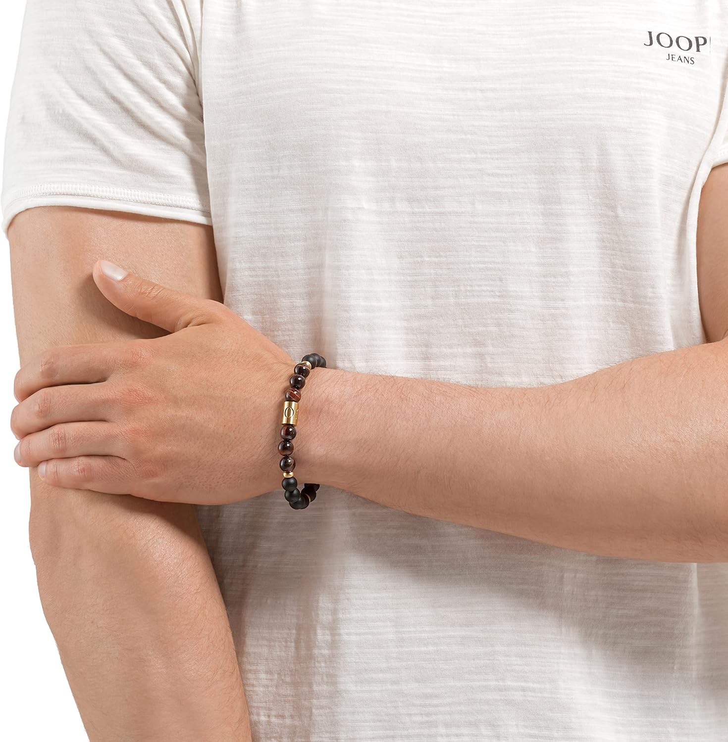 JOOP! Men's Stainless Steel Beads Bracelet with Lobster Claw Clasp