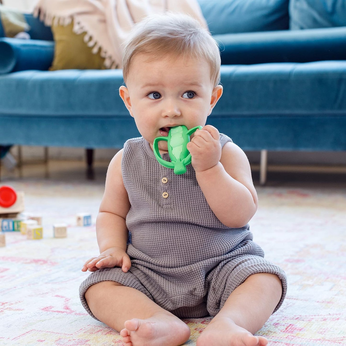 Infantino Lil' Nibble Textured Silicone Teether Green
