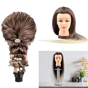 DanseeMeibr 26-28 Inch High Temp Fiber Hair Mannequin Styling Practice Head