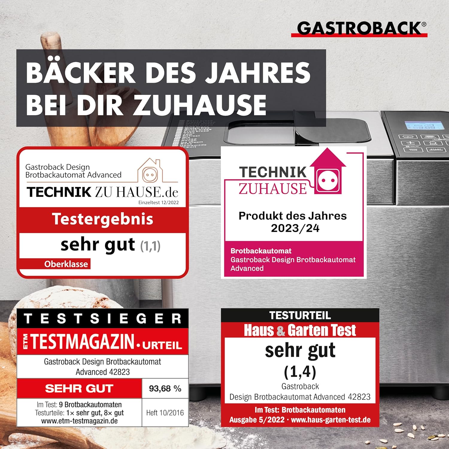 Gastroback Advanced Stainless Steel Breadmaker with 18 Programs