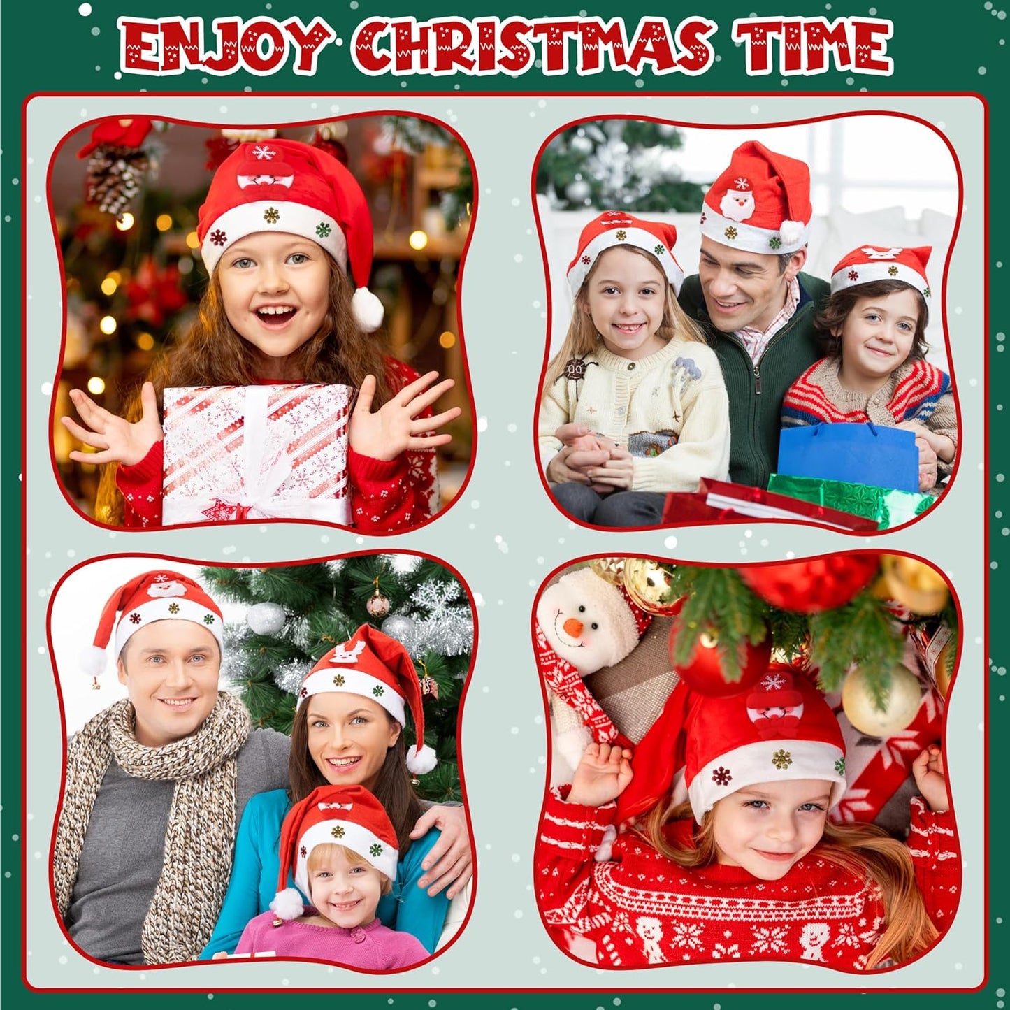 Festive Vlies Christmas Hat Set for Adults Kids Babies