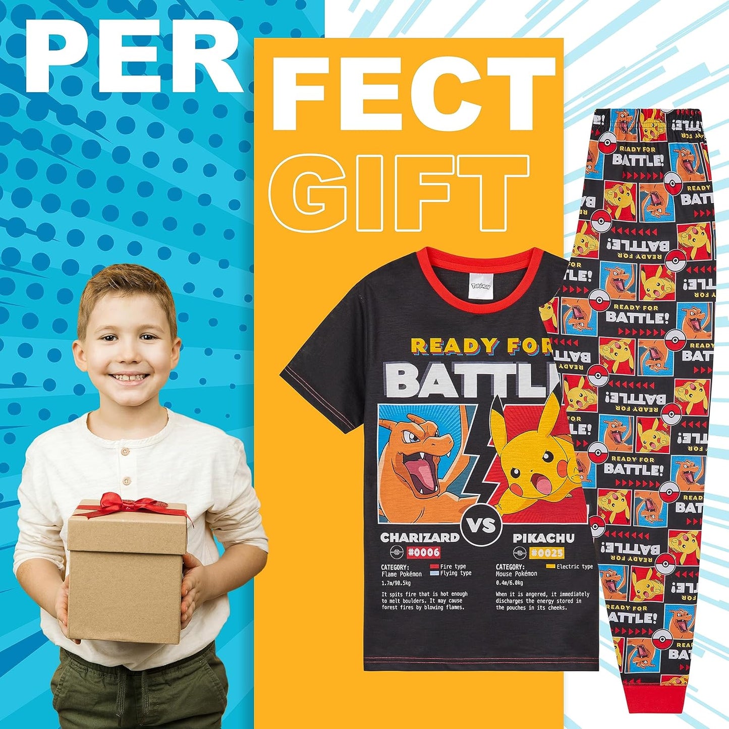 Pokemon Boys Pyjamas Set Comfortable Polyester Sleepwear