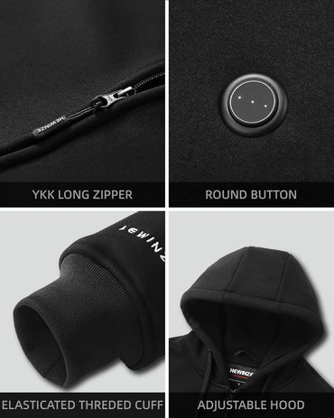 HEWINZE Heated Zip-Up Hoodie with 7.4V Battery Pack