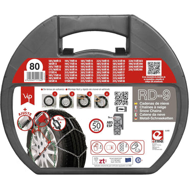 VIP RD9 Metal Snow Chains 9mm Size 80 with Gloves