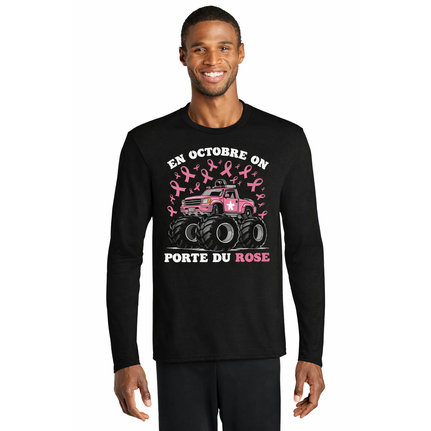 Port & Company Long Sleeve Shirt with Breast Cancer Awareness Design