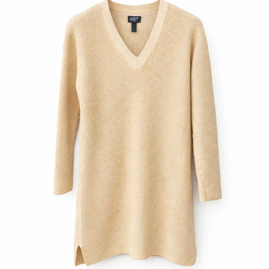 Lands' End Cotton Ribbed Knit V-Neck Jumper Dress - Gomix Brands Outlet