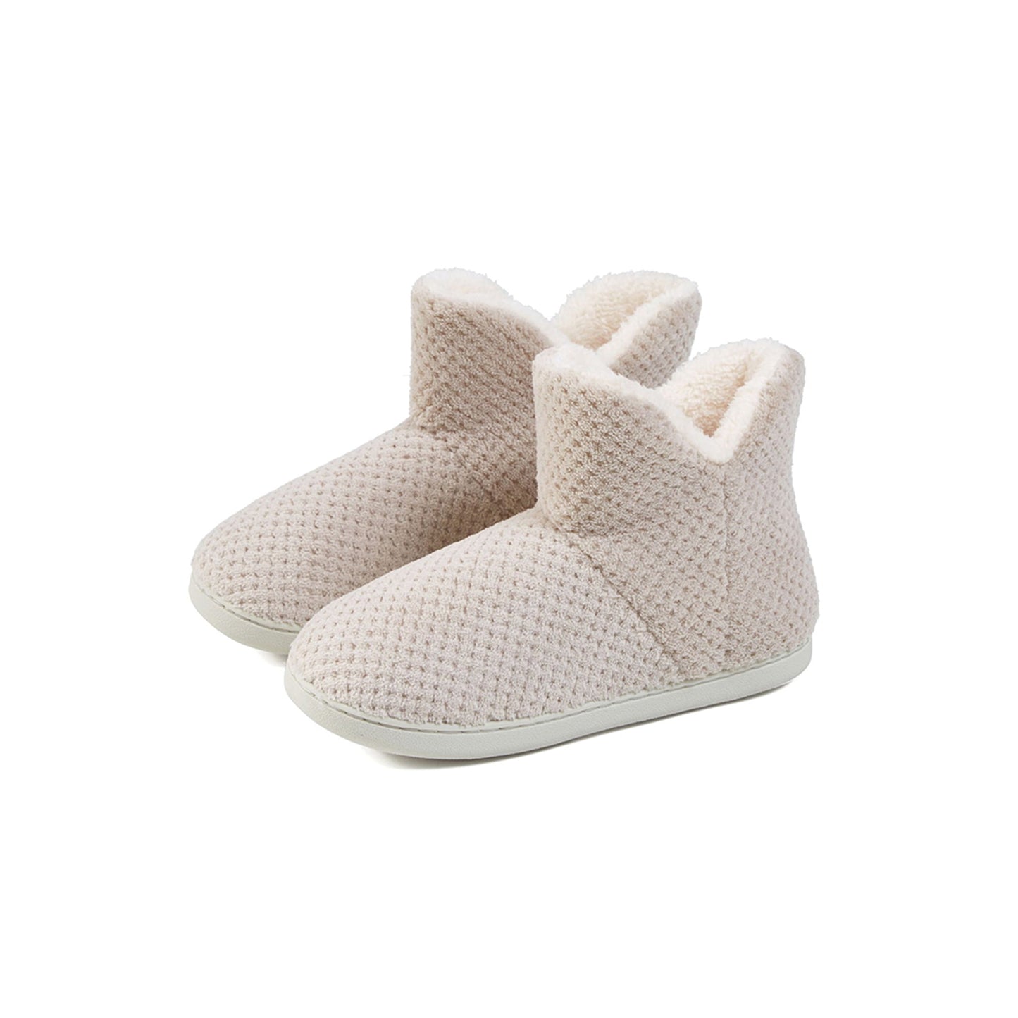 UKAP Unisex Memory Foam Warm Slipper Booties Beige Size 8.5-9