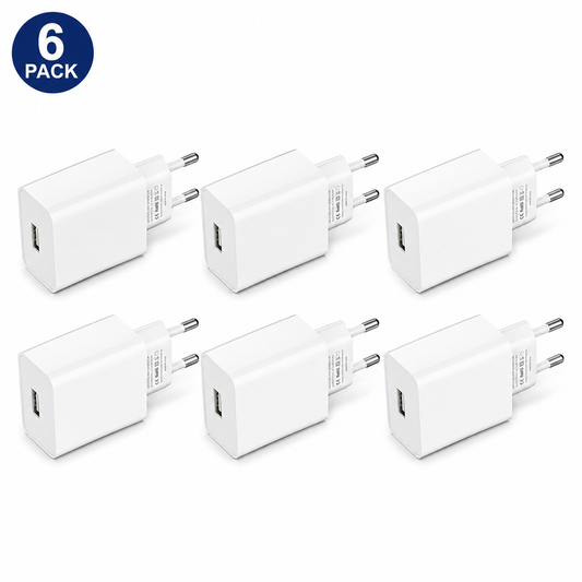Power Adapter USB Charger Adapter EU Plug - Pack of 6