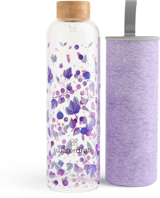 Waterdrop 1L Glass Drinking Bottle with Neoprene Sleeve - Boost Melange