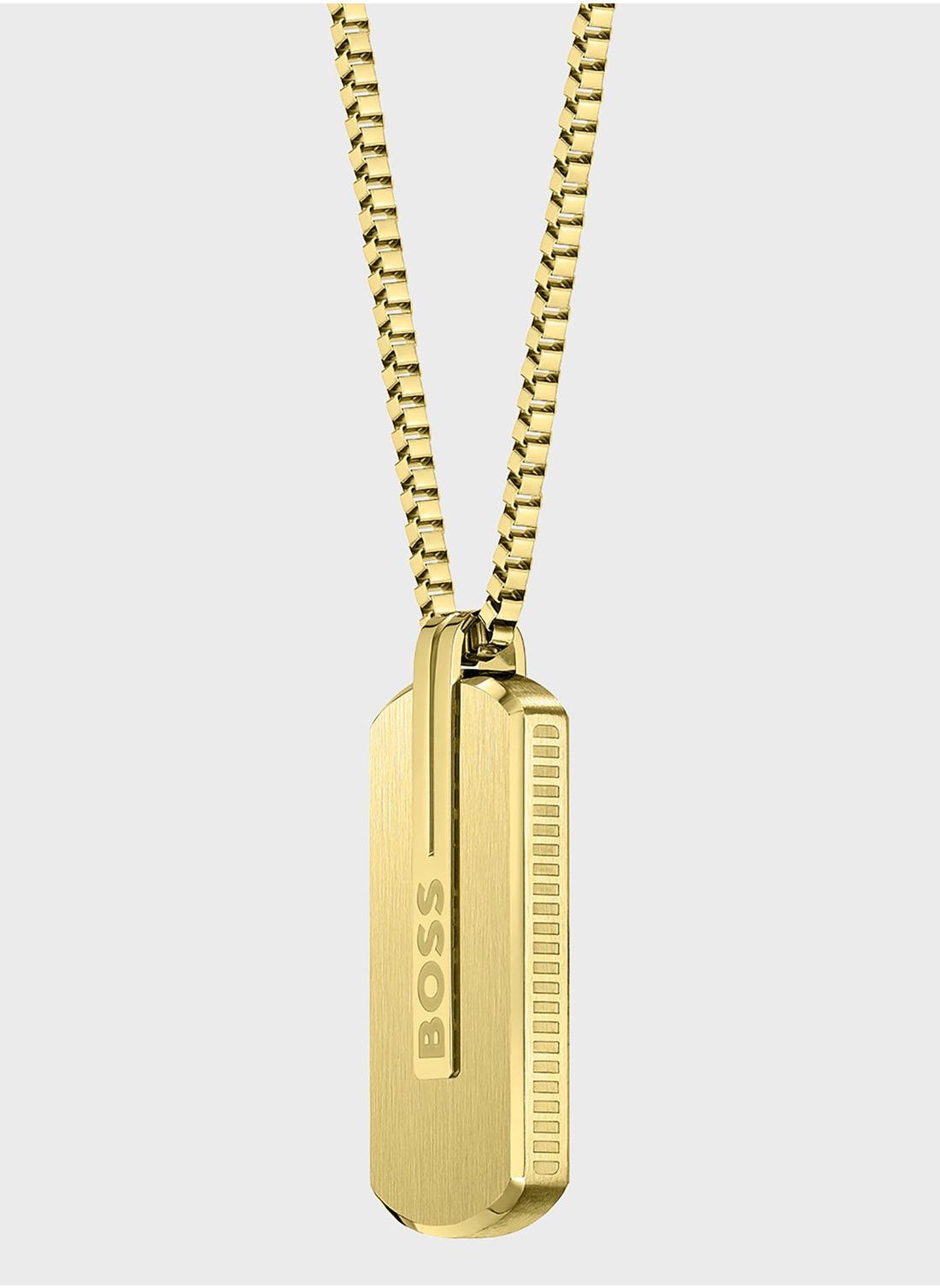 Elegant Luxury Gold-Plated BOSS Men's Statement Dogtag Necklace Accessory