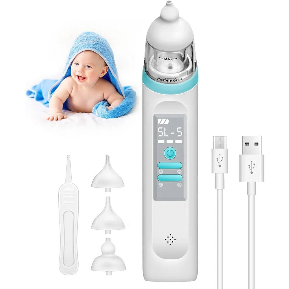 Electric Nasal Aspirator for Baby - Nose Aspirator for Toddlers, Nose Sucker with 3 Silicone Tips.