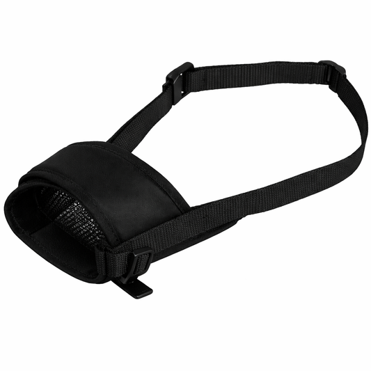 AniOne Black Nylon Muzzle XL – Adjustable Mesh Design for Dogsa