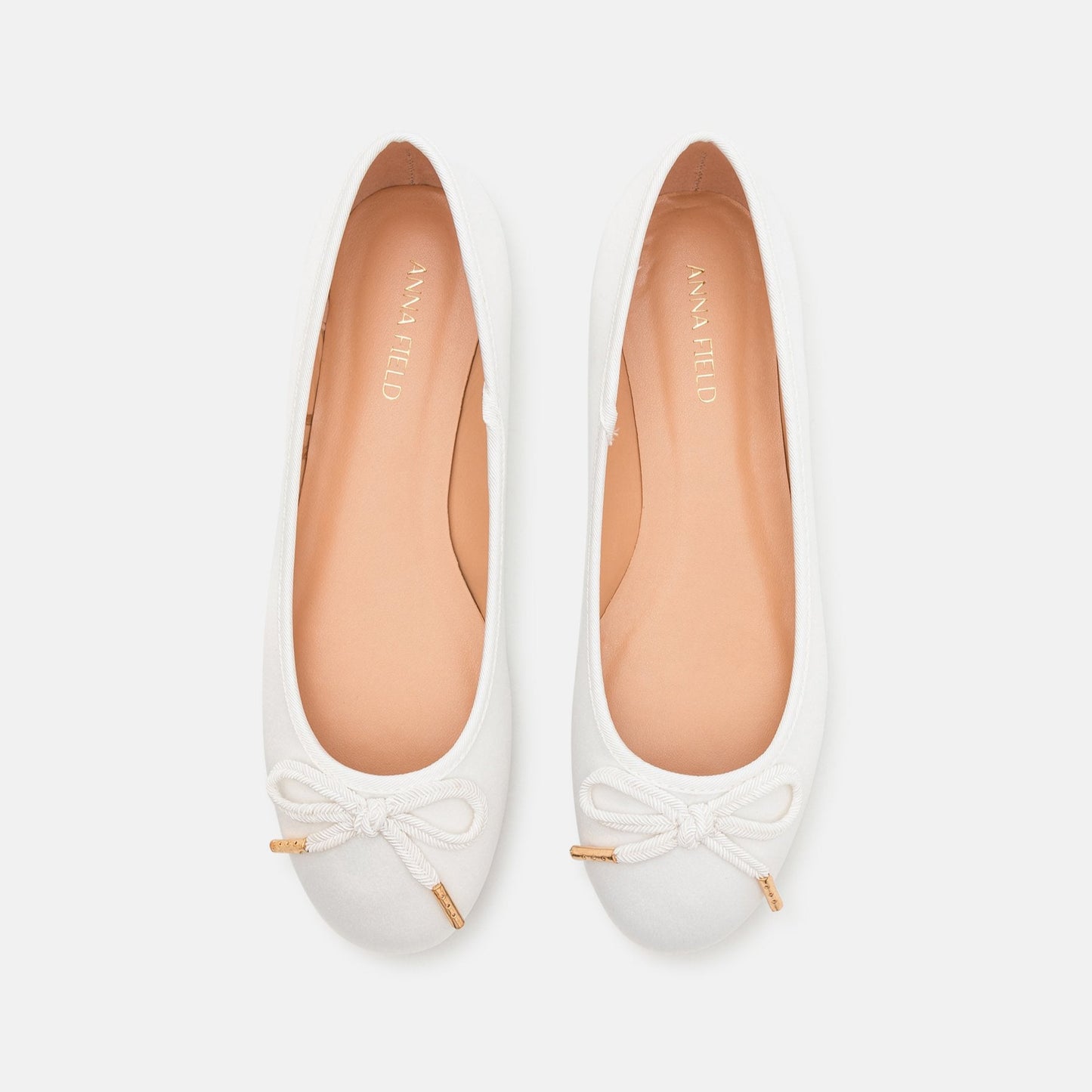 Elegant Women's White Satin Ballerina Flats with Decorative Bow - Comfort Slip-On Style