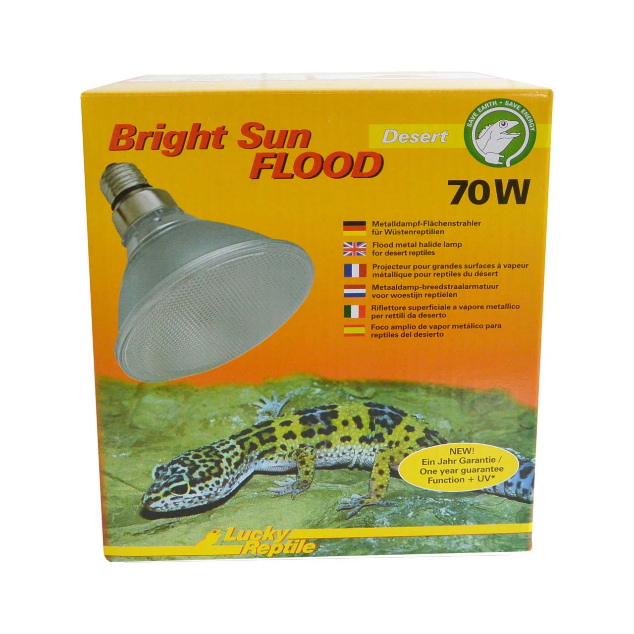 Bright Sun FLOOD Desert 70W Wide Beam Metal Halide Terrarium Lamp UVA UVB