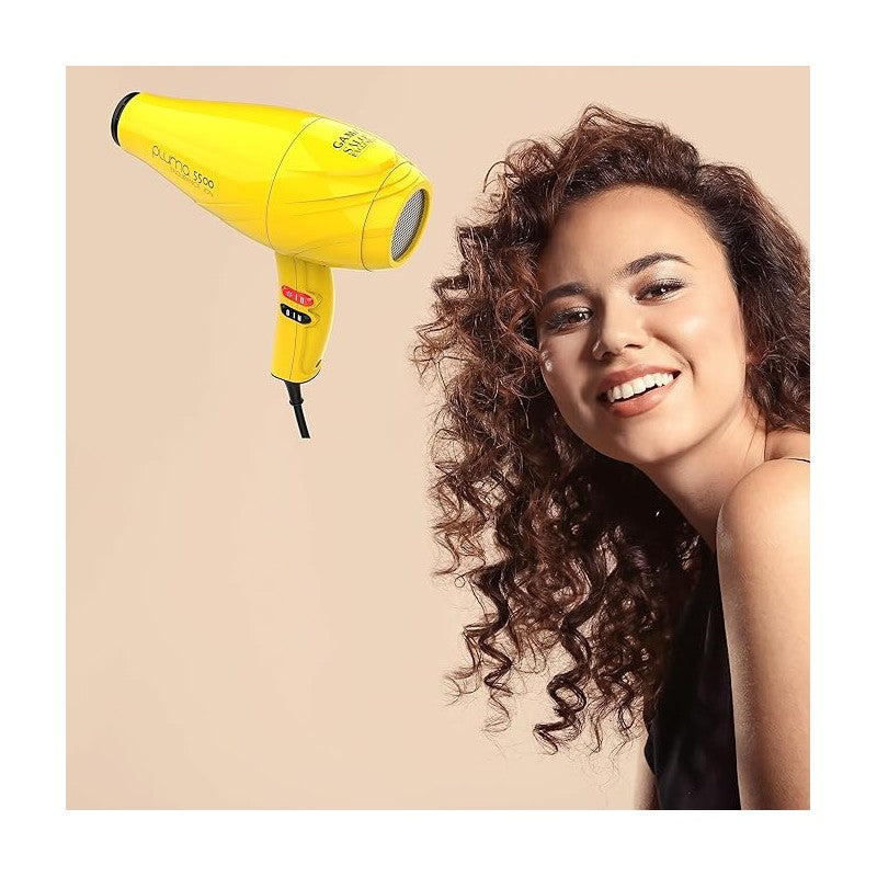 GA.MA Pluma 5500 Ionic Professional Hair Dryer with Ion Plus Technology, Yellow