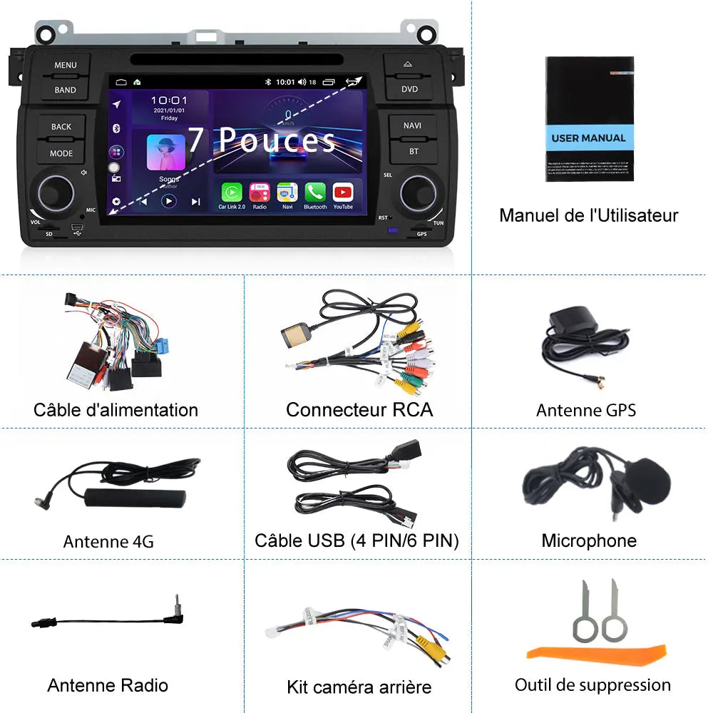 AWESAFE BMW E46 Android Car Stereo: CarPlay, Auto, GPS, WiFi, RDS
