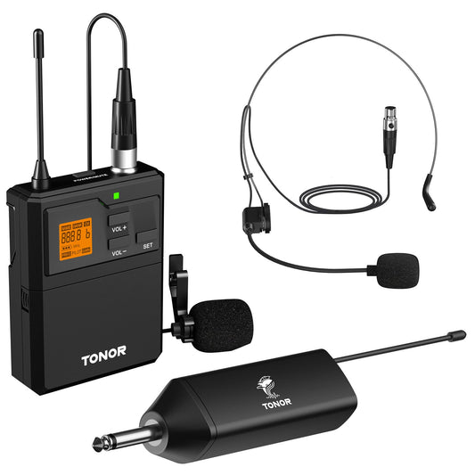 TONOR TW621 UHF Wireless Microphone System with Dual Headsets