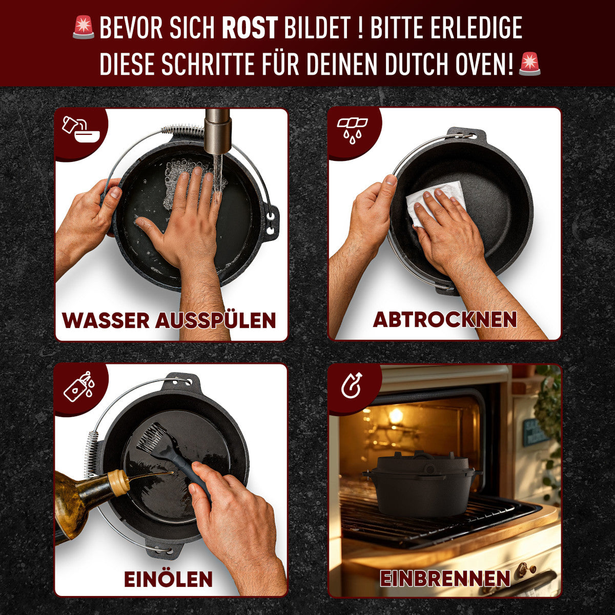 Premium Pre-Seasoned Cast Iron 7.4-Quart Dutch Oven Set with Feet & 2-in-1 Lid