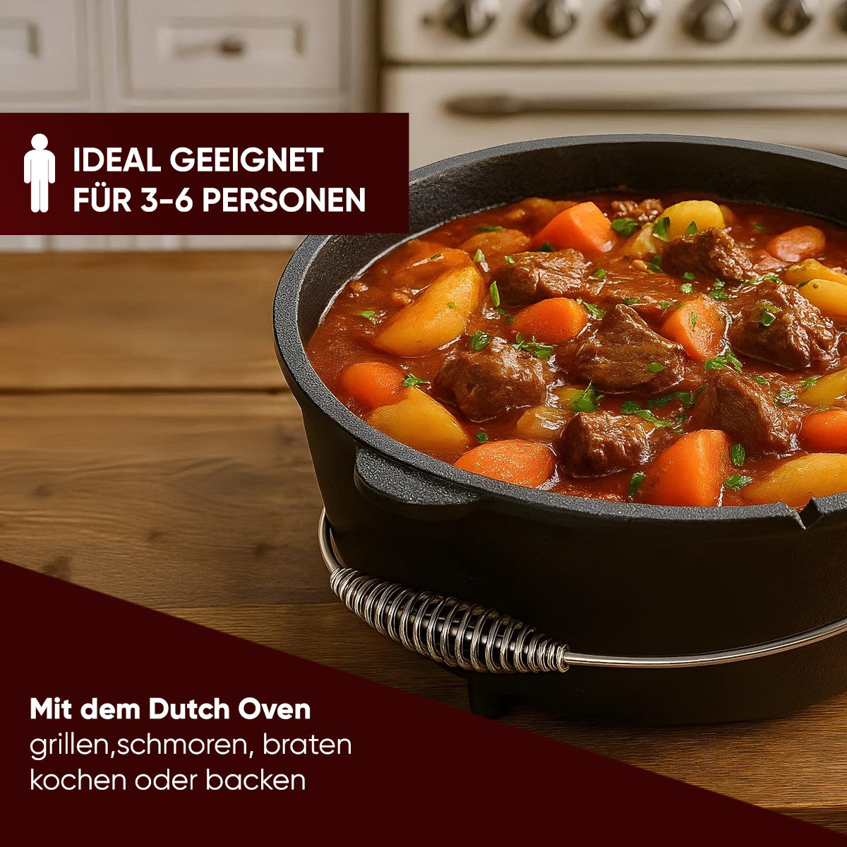Premium Pre-Seasoned Cast Iron 7.4-Quart Dutch Oven Set with Feet & 2-in-1 Lid