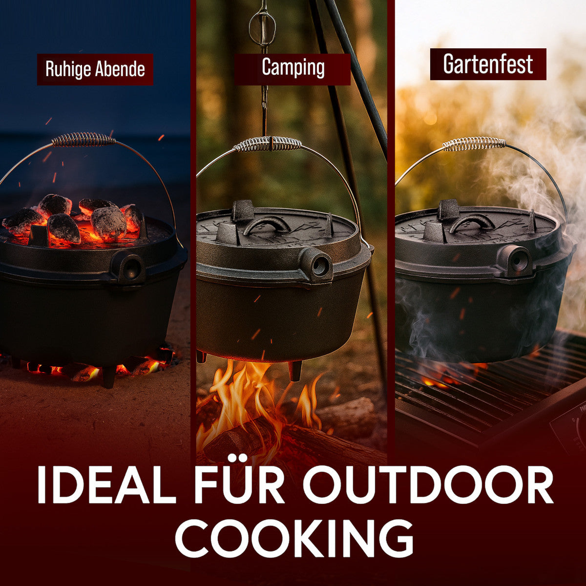 Premium Pre-Seasoned Cast Iron 7.4-Quart Dutch Oven Set with Feet & 2-in-1 Lid